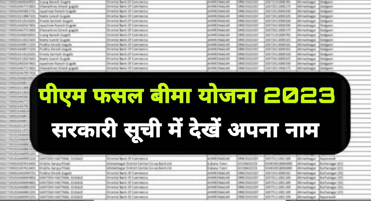 PM Fasal Bima list 2023: पीएम फसल बीमा के तहत किसानों की लिस्ट हुई जारी, इस प्रकार देखें लिस्ट में अपना नाम